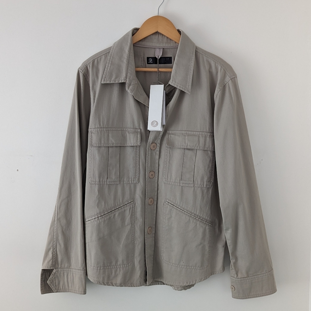 Adidas Men's Beige Shirt Jacket with Pockets